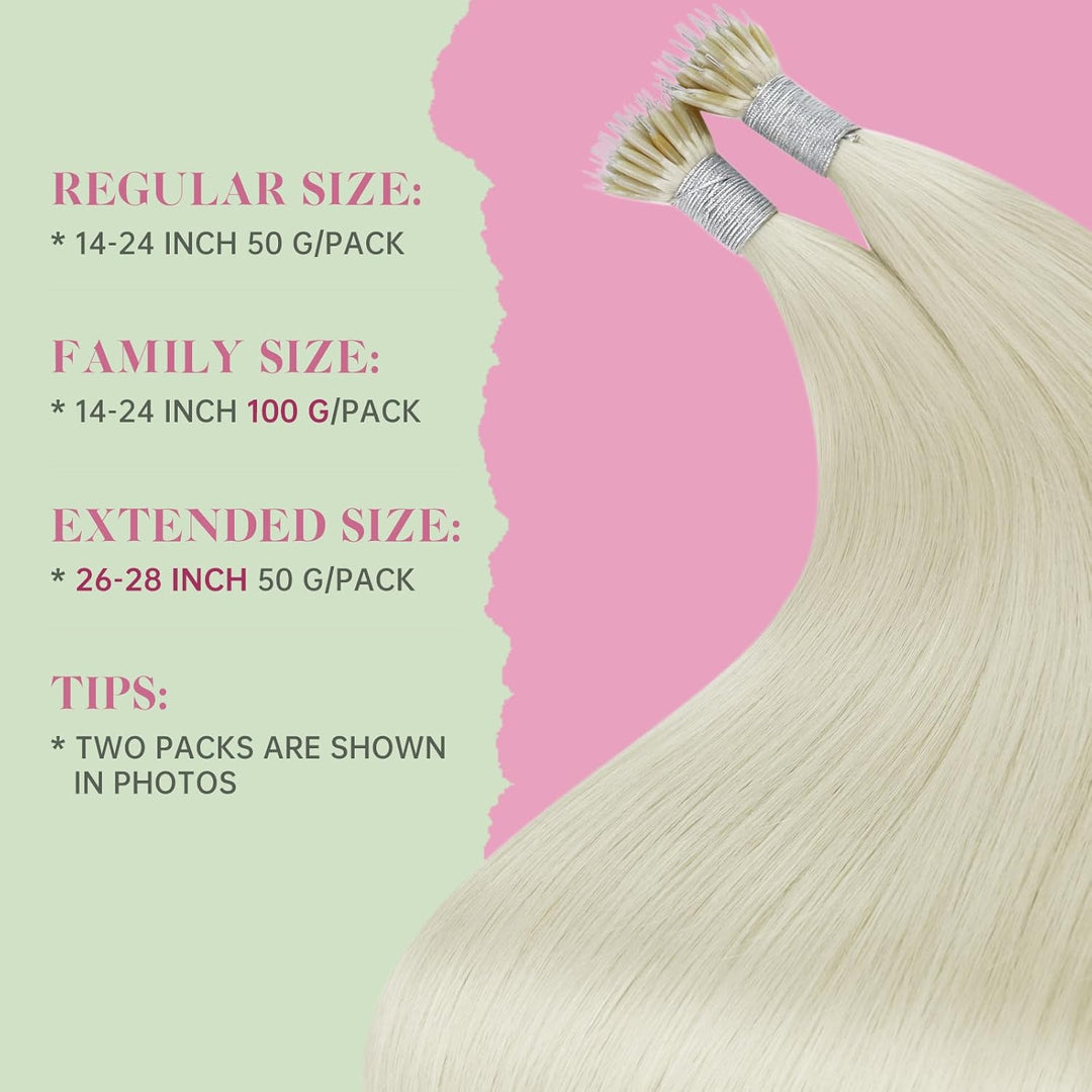 YoungSee Nanoring Extensions Echthaar Blond 50cm Nanoring Extensions Blond Nano Ring Hair Extensions