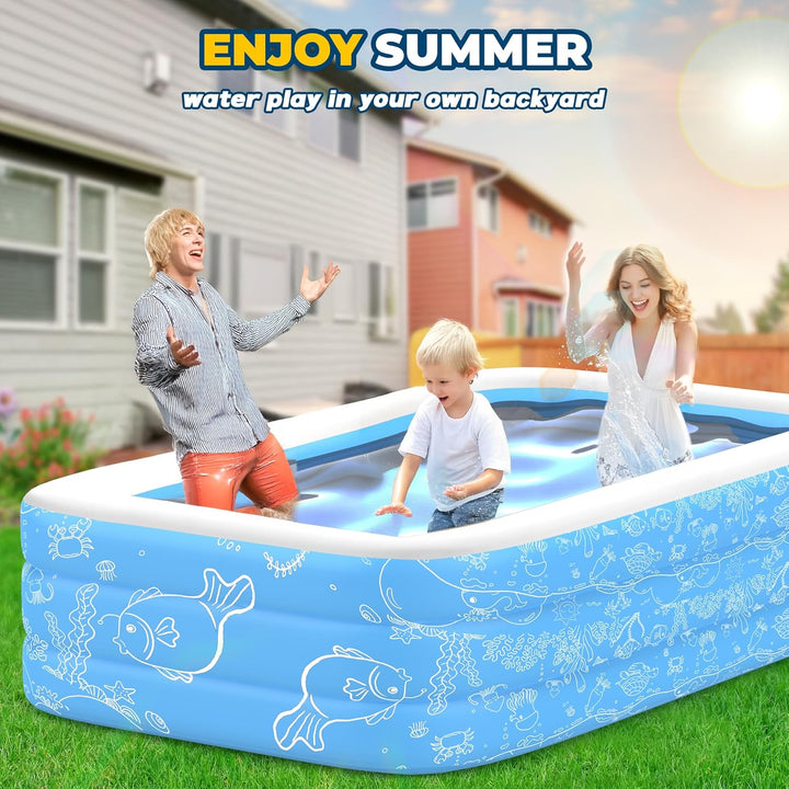 CACSPS Aufblasbare Schwimmbecken, 250 x 152 x 51 cm, Grosses aufblasbares Pool für Kinder und Erwach
