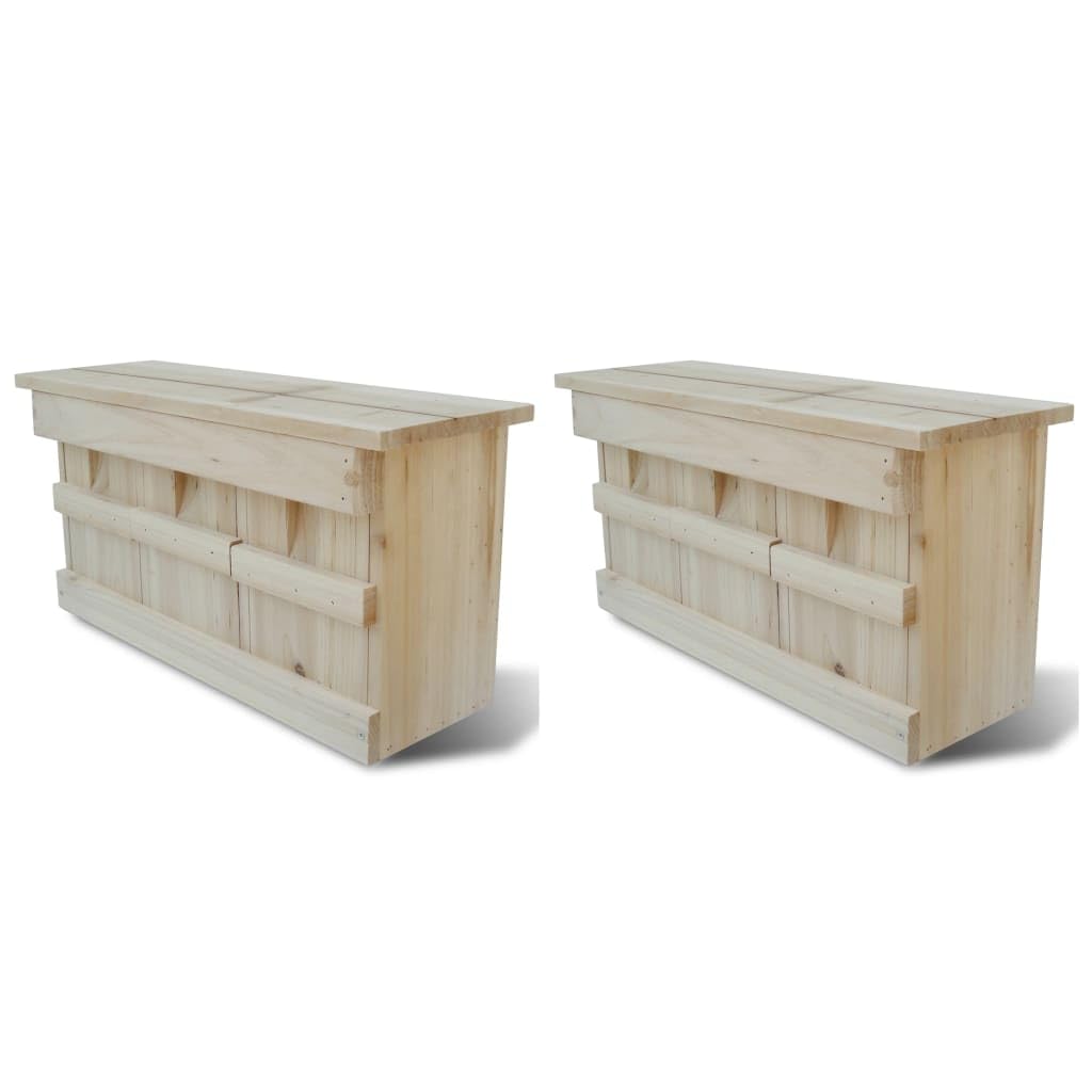 Spatzenhaus 2er Set aus Massivholz, Vogelhaus für Spatzen mit 3 Brutkammern, Nistkasten für den Gart