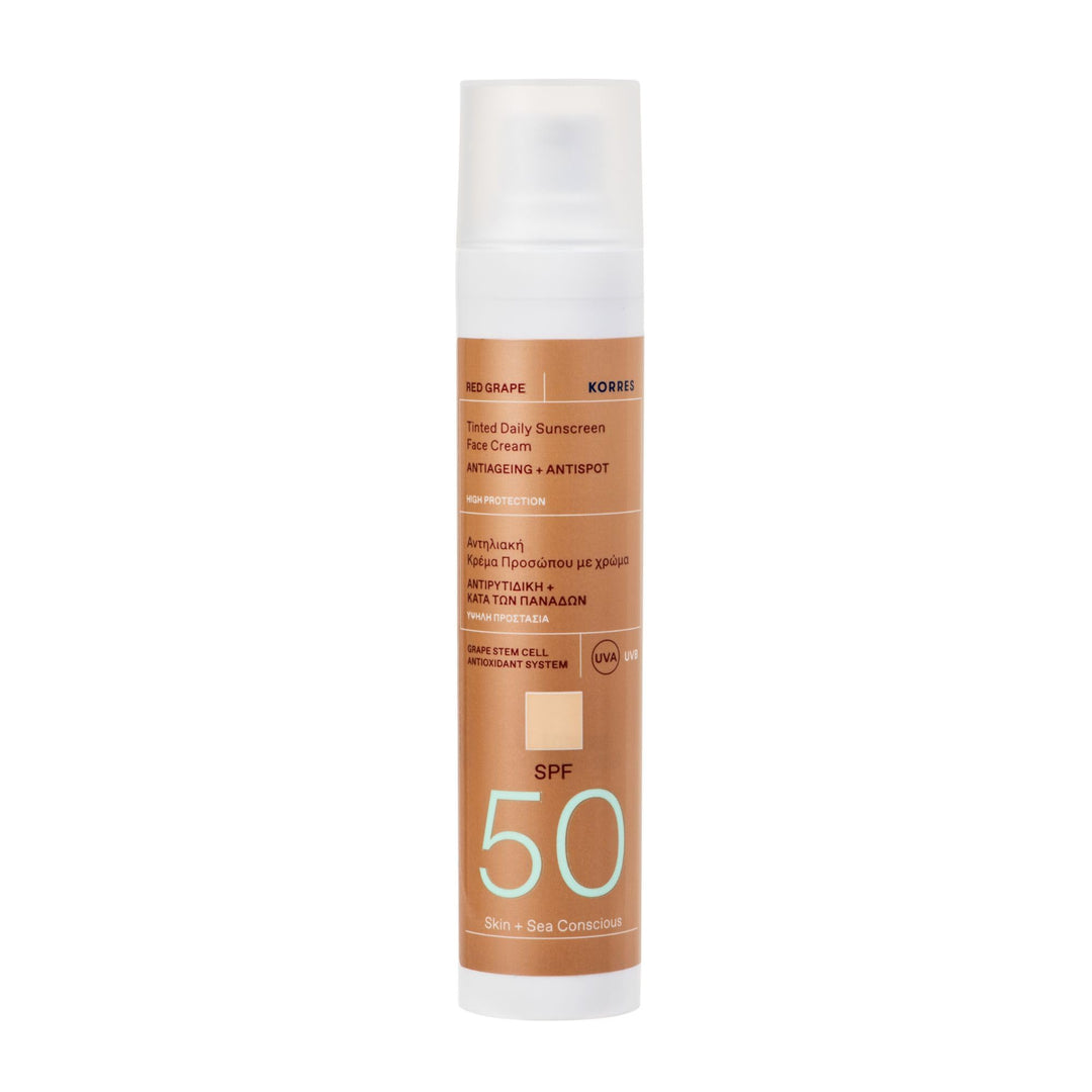 KORRES RED GRAPE Getönte Sonnencreme fürs Gesicht LSF 50 Anti-Aging + Anti-Dark-Spot, dermatologisch
