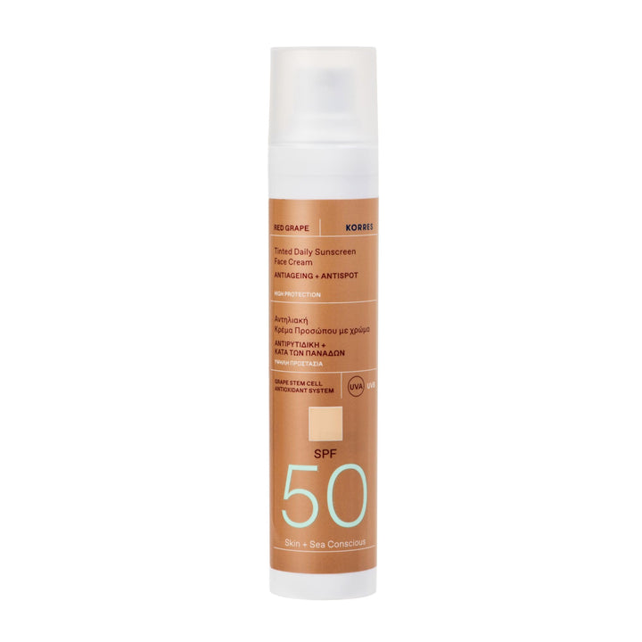 KORRES RED GRAPE Getönte Sonnencreme fürs Gesicht LSF 50 Anti-Aging + Anti-Dark-Spot, dermatologisch