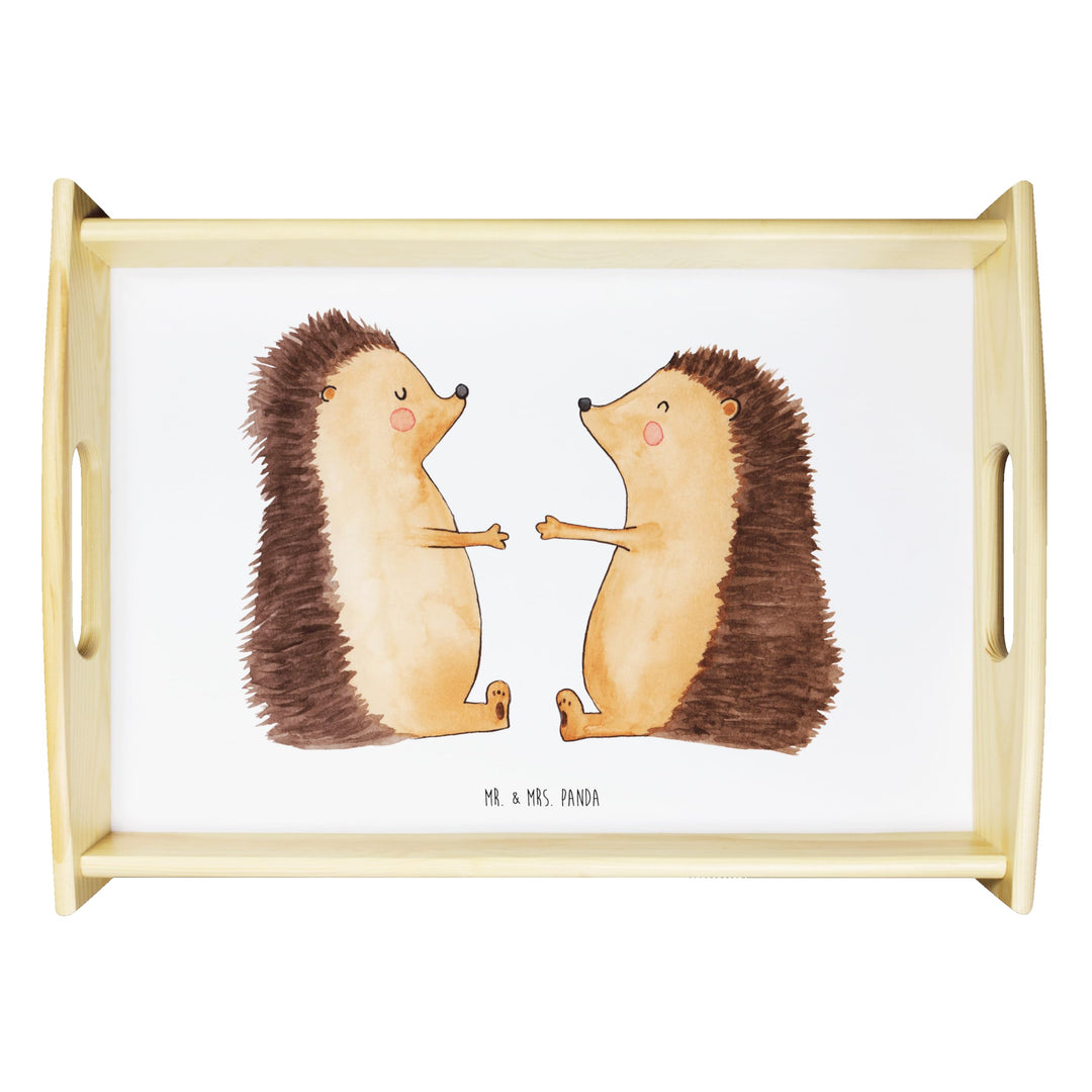 Mr. &amp; Mrs. Panda Serviertablett Igel Liebe - Geschenk, Jahrestag, Dekotablett, Küchentablett, Freund