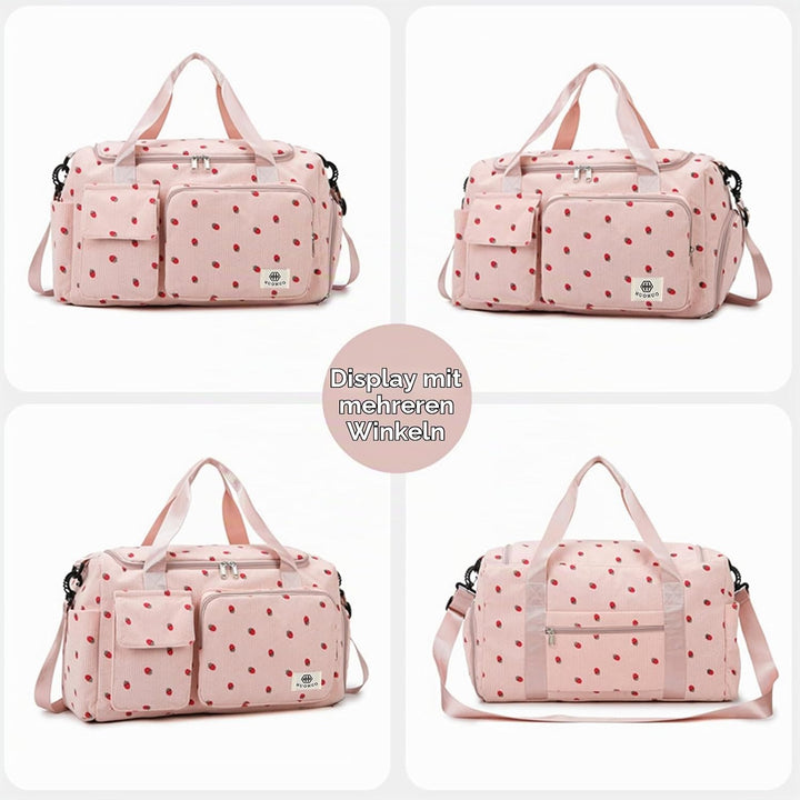 Reisetasche Damen, Sporttasche Damen mit Schuhfach, Nassfach and Kleine Geldbörse, Cord Schwimmtasch