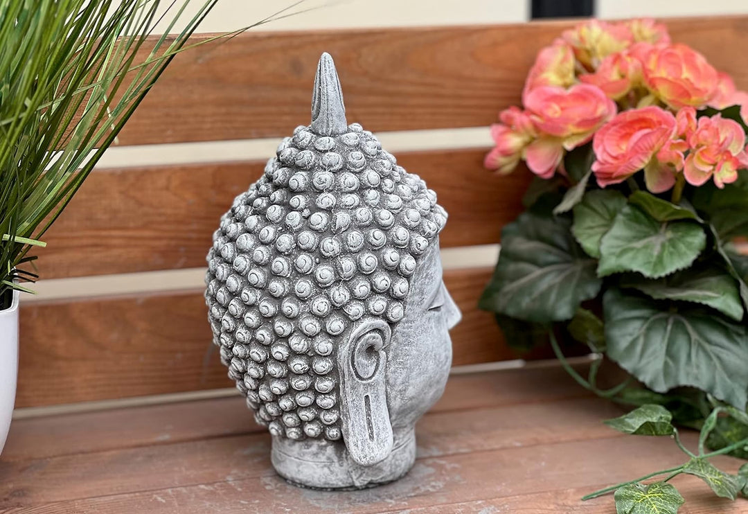 stoneandstyle Steinfigur Shiva Kopf mittel ca. 24 cm Höhe frostfest Steinguss