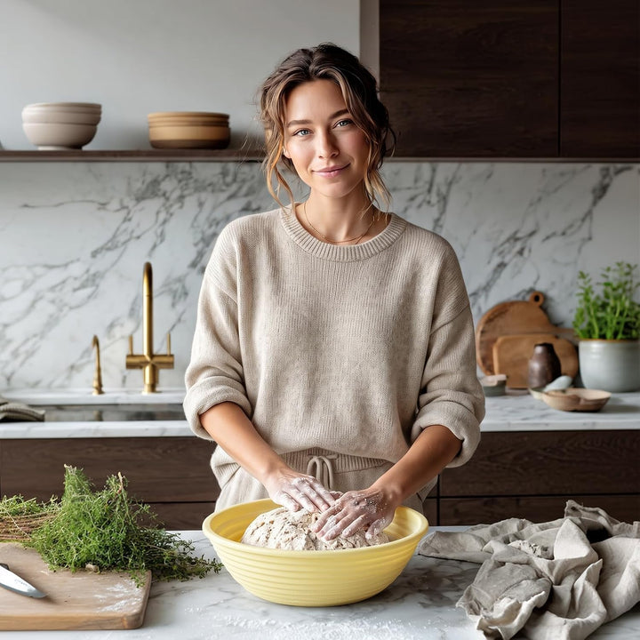 8 Stück Gärkörbchen Set, Silikon Gärkorb Brot Faltbarer 24cm Rund 27cm Oval | 50% Verdicktes Design