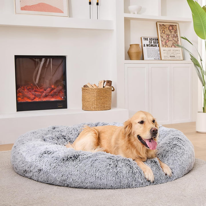 Hundebett Katzenbett Waschbar flauschig 70 cm Grau | orthopädische Hundebetten grosse und kleine Hun