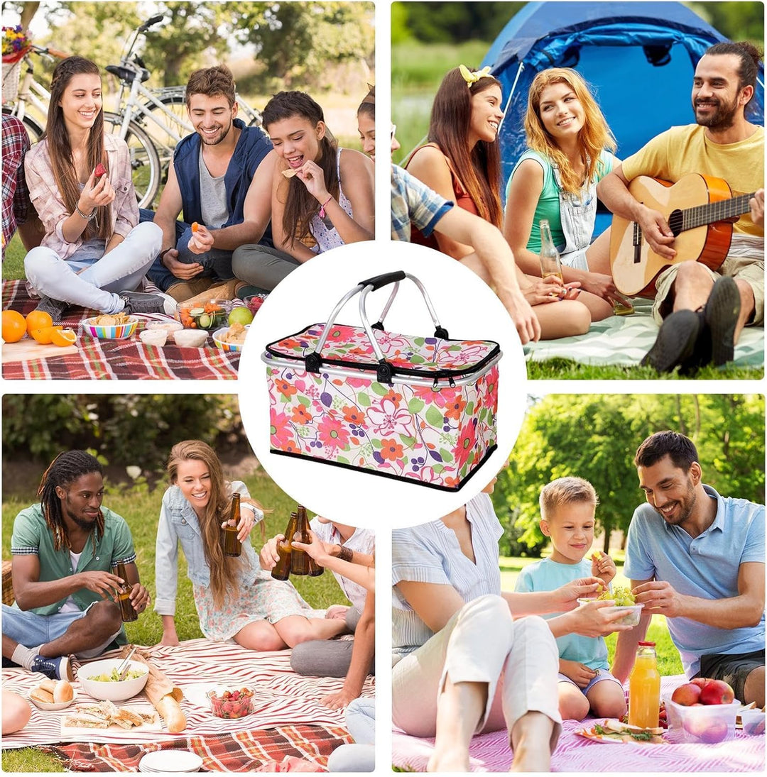 Grosser Picknickkorb,Grosser Picknickkorb | Tragbarer 30-Liter-Picknickbox-Kühler,Oxford-Stoff-Pickn