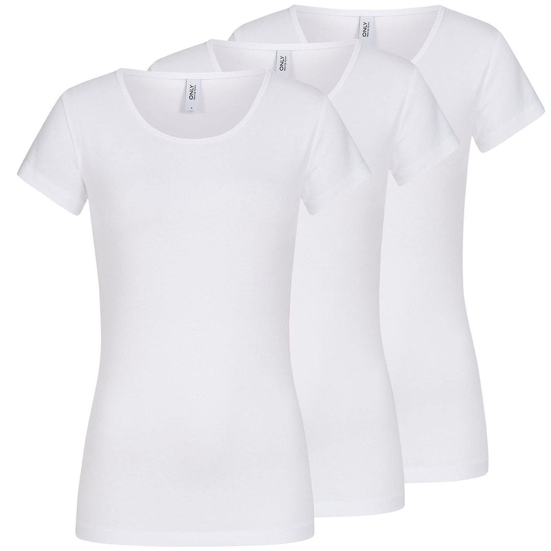 ONLY 3er Pack Damen T-Shirt schwarz oder weiss Kurzarm lang Basic Sommer T-Shirts XS S M L XL 152091