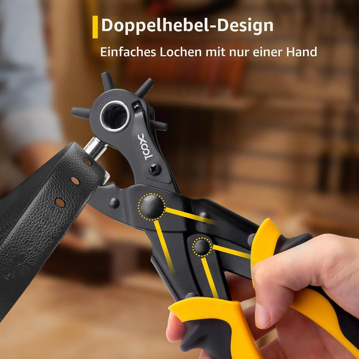 XOOL 2 in 1 Leder Lochzange Ösen Werkzeug Set, 4,5 mm Metall Ösen für Stoff, Lochstanzer, Ösenzange