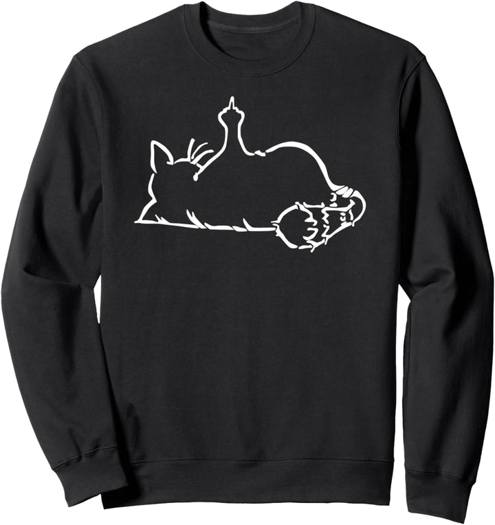 faule lustige Katze zeigt Stinkefinger - schwarzer Kater Sweatshirt
