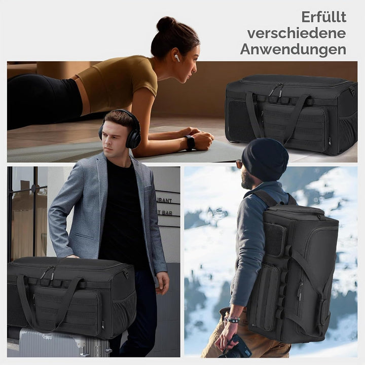 BAGZY Arbeitstasche Herren 55L Taktische Reisetasche Sporttasche mit Rucksackfunktion Einsatztasche