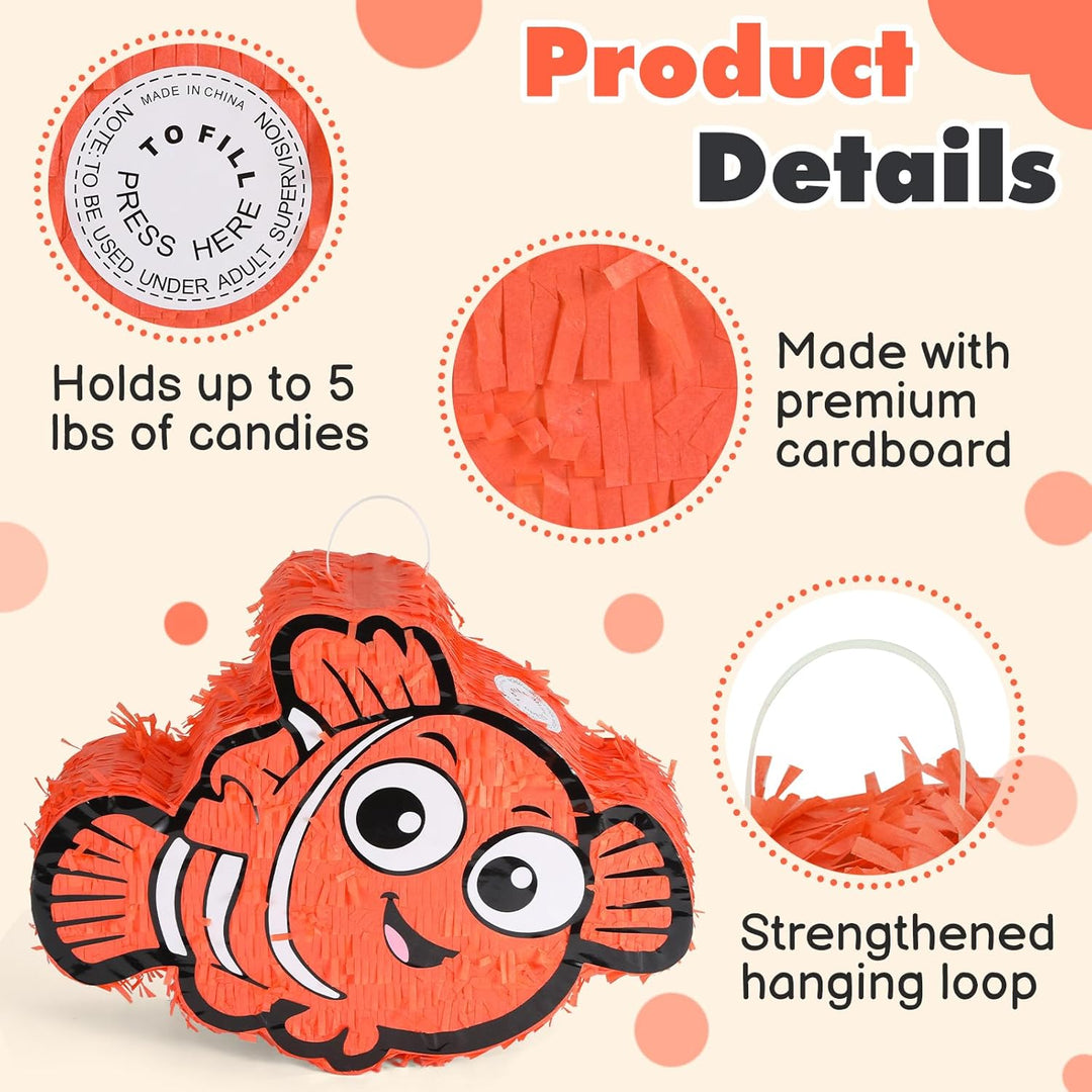 Nemo Pinatas Set mit Augenbinde und Fledermaus (41,5 x 32,6 x 10,2 cm), perfekt für Kindergeburtstag