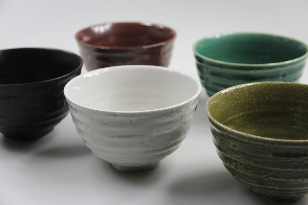 yoaxia ® - 5 Matcha Teeschalen- Set in 5 verschiedenen Designs MADE IN JAPAN von MINOYAKI