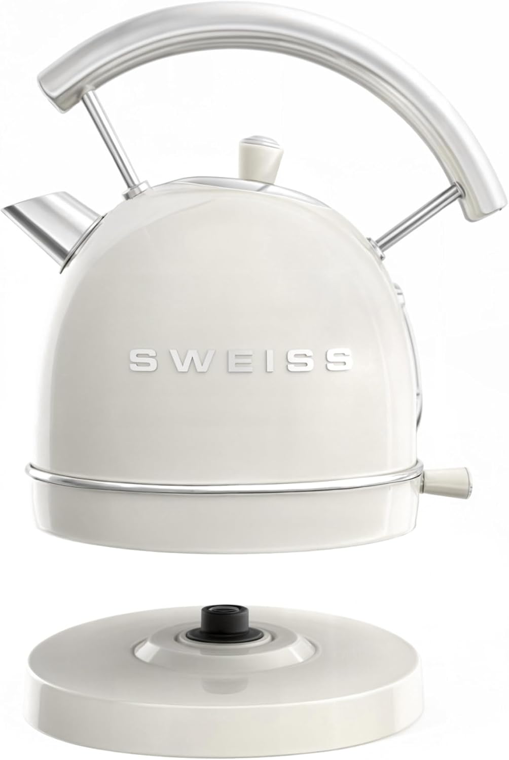 SWEISS Vintage Wasserkocher KTL8 1,8L, Praktische kompakte Edelstahl 2200W, Schnelles Kochen, Sichtb