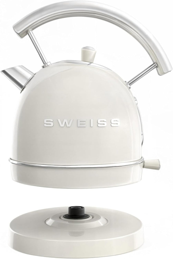 SWEISS Vintage Wasserkocher KTL8 1,8L, Praktische kompakte Edelstahl 2200W, Schnelles Kochen, Sichtb