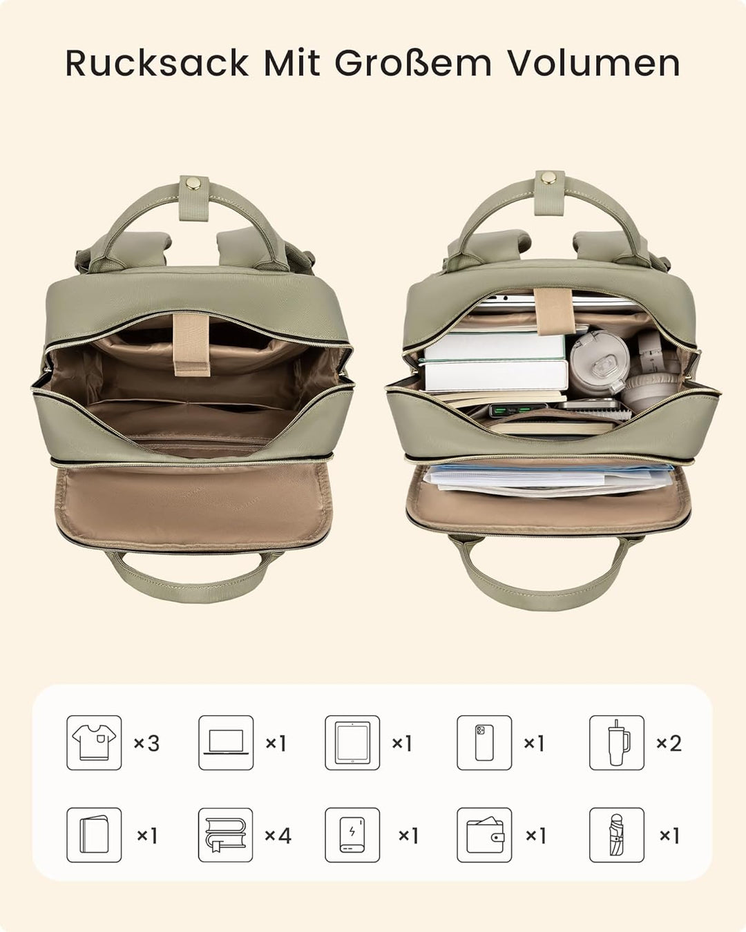 LOVEVOOK Rucksack Damen, 15.6 Zoll Laptop Schulrucksack Teenager mit Grossem Flaschenfach, Uni Schul