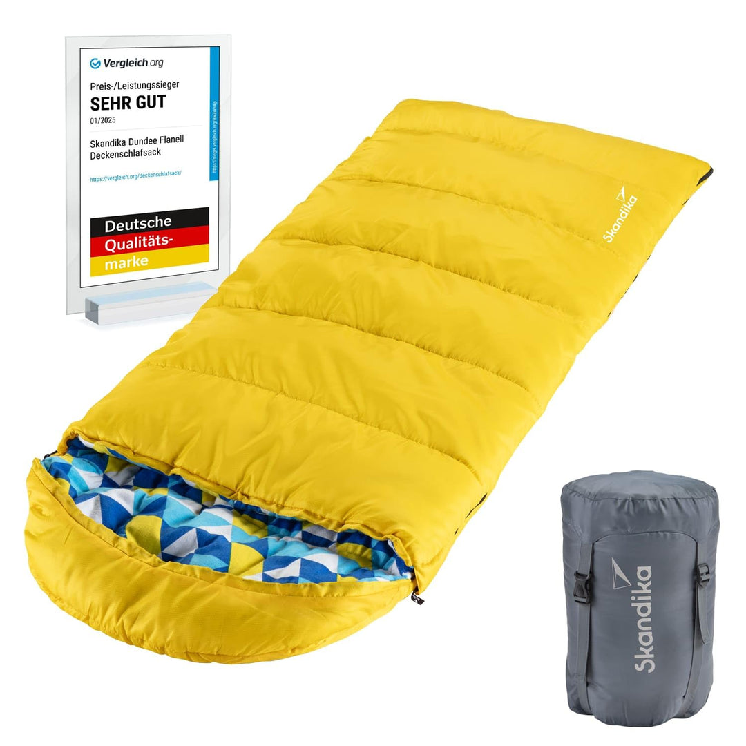 Skandika Dundee Junior Kinderschlafsack | Outdoor Camping Schlafsack für Kinder, Flanell-Innenfutter