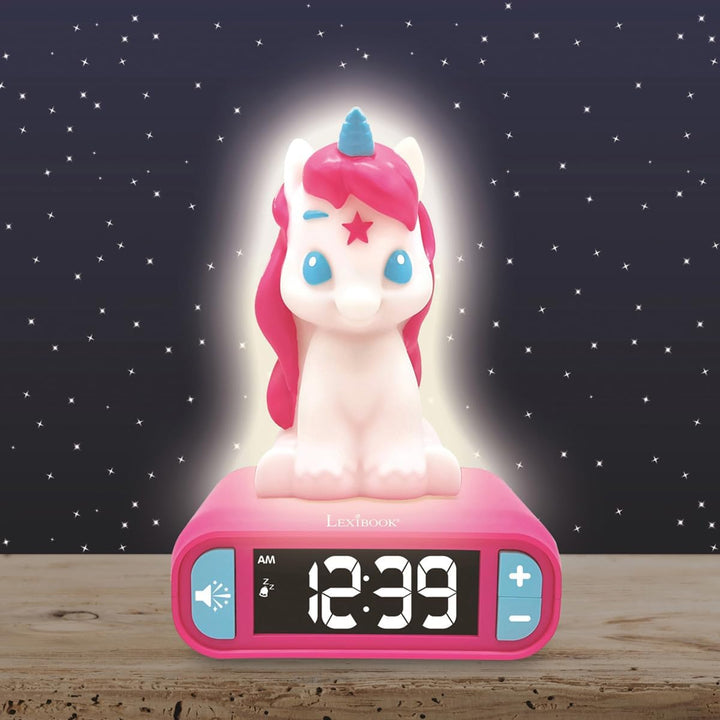 Lexibook -RL800UNI Nachtlicht für Kinder, leuchtend, Einhorn-Soundeffekte, Uhr, Alarm für Mädchen, S