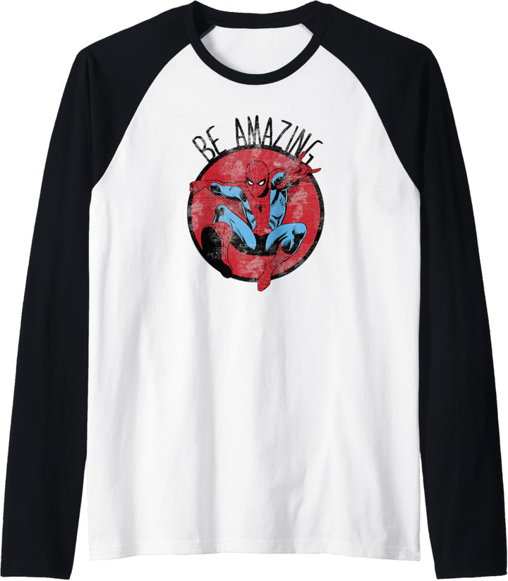 Marvel Spider-Man Be Amazing Distressed Raglan