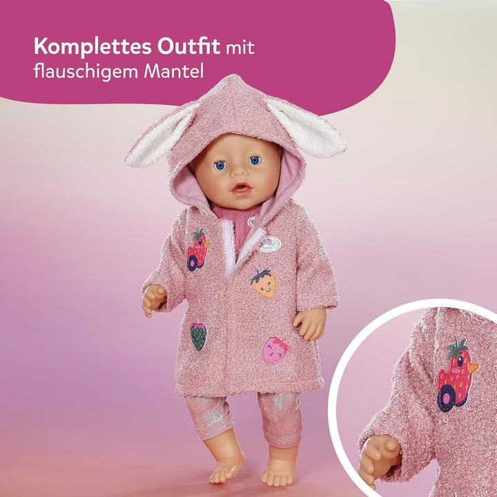 Baby Born Mantel Set mit Kleid, Leggings und Kapuze mit Ohren für 43cm Puppen