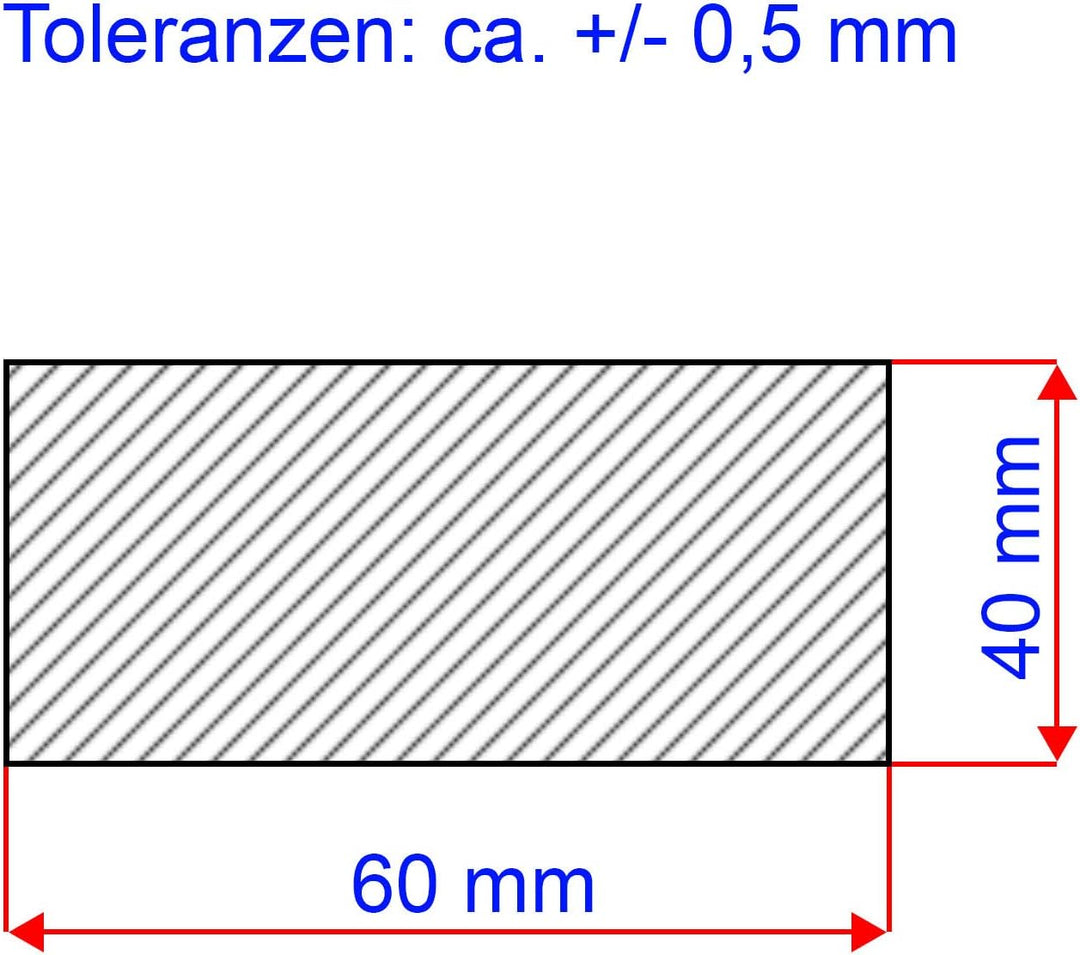 Fits Metall | Stahl Flachmaterial | S355JR | 60x40 mm | Länge: 500 mm +/- 5 mm | St52 gewalzt 60x40