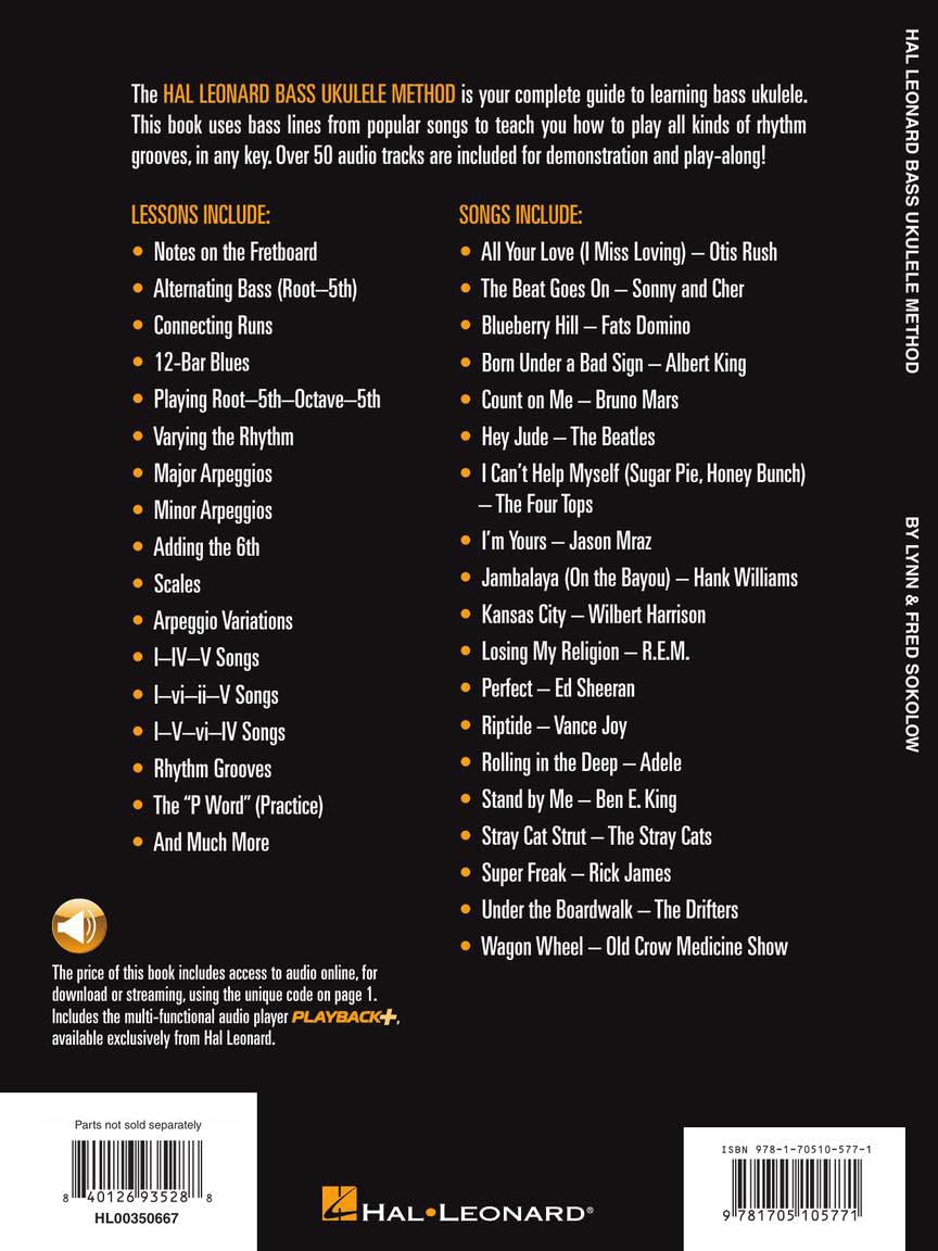 Hal Leonard Bass Ukulele Method - Book with Online Audio for Demos and Play-Along: Includes Download