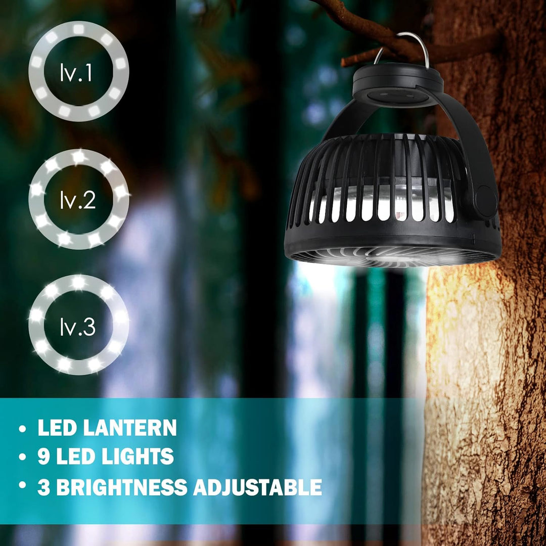 Simpeak Camping Ventilator Tischventilator, Mini USB Ventilator leise, 5200mAh Akku Ventilator mit L