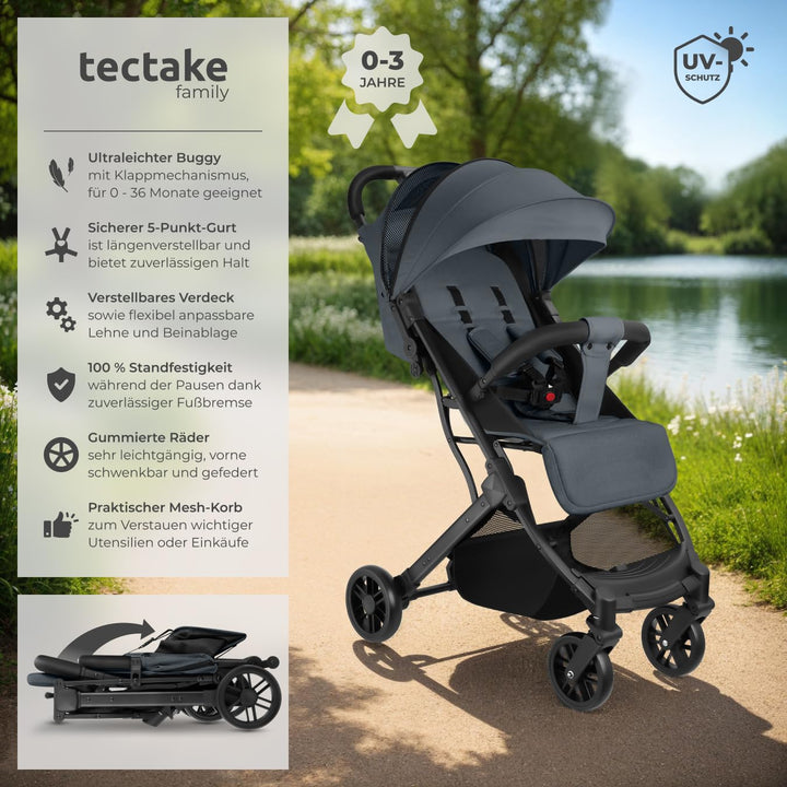 tectake® Buggy Kinderwagen von 0 bis 3 Jahre, Wagen für Baby Erstausstattung Neugeborene und Kinderb