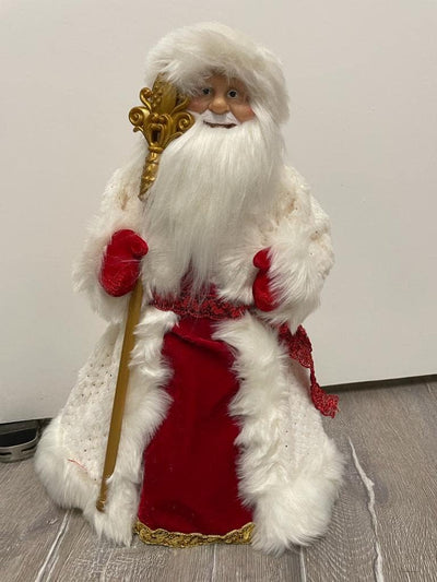 Olymp DED Moroz 50 cm hoch | Deckofigur Weihnachtsmann in Weiss mit Bonbonbehälter | Santa-Claus-Fig