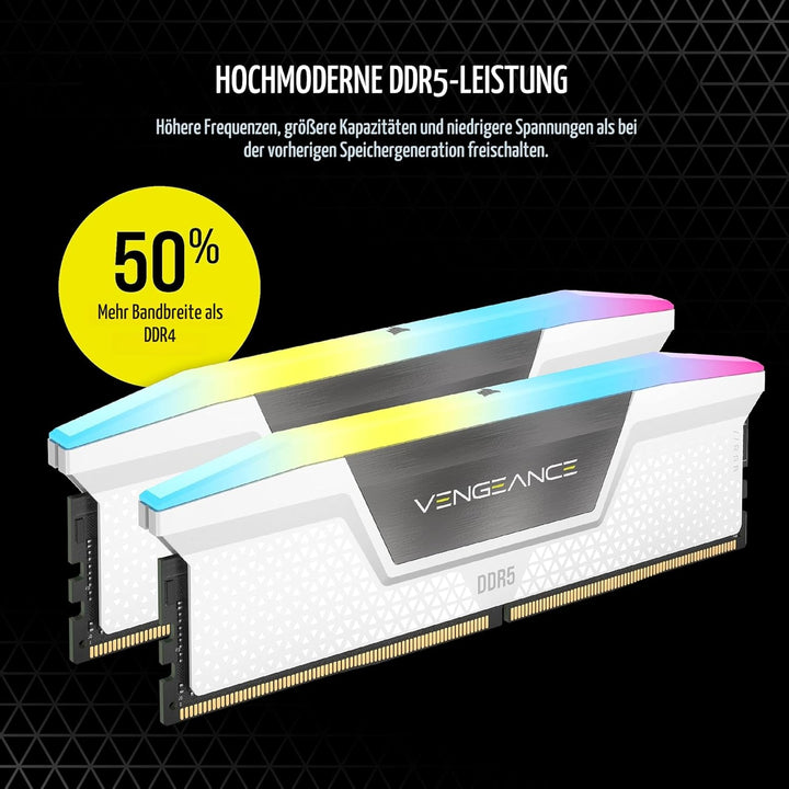 Corsair Vengeance RGB DDR5 64GB (2x32GB) 5200MHz C40 Intel-Optimierter Desktop-Speicher (Dynamische