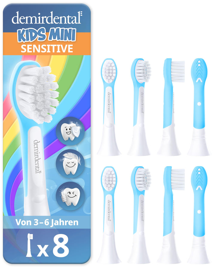 demirdental Kinder Ersatzbürsten passend für Philips Sonicare Kids, Compact Mini Bürstenköpfe für 3-
