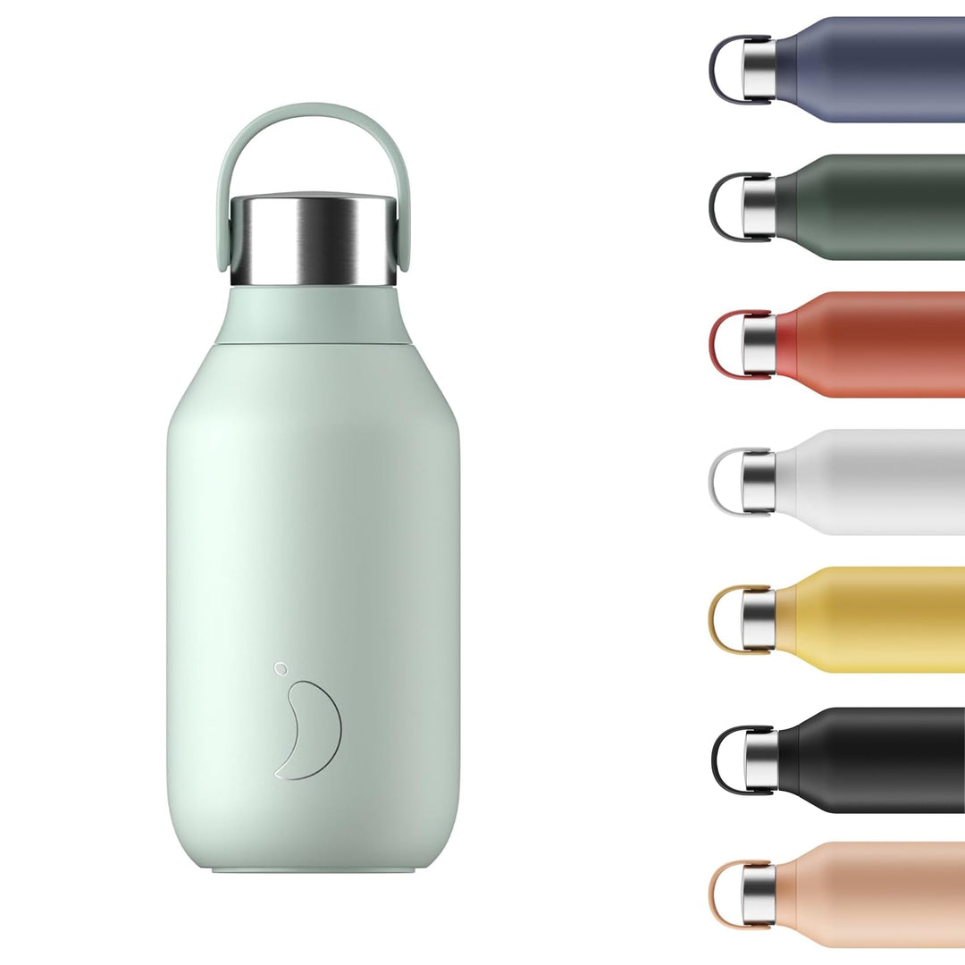 Chilly's Series 2 Trinkflasche - Isolierflasche aus Edelstahl mit Soft-Touch-Kragen & Trageschlaufe