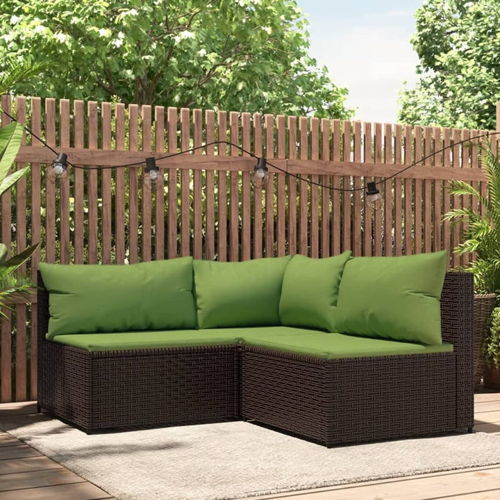 Tidyard 3-TLG. Balkonlounge Set Rattan, Gartensofa Rattansofa Gartenlounge Ecksofa Mittelsofa Sofa m