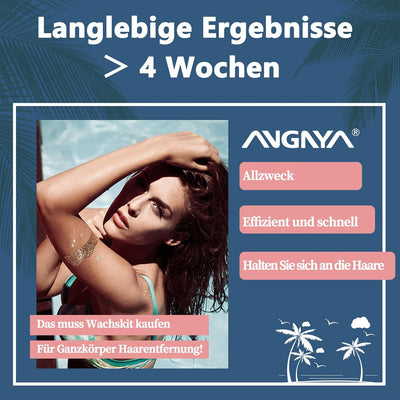 ANGNYA Waxing Set Wachswärmer set mit Hartwachsperlen 400g und Wachsheizspateln 20 Stück, einem Sili