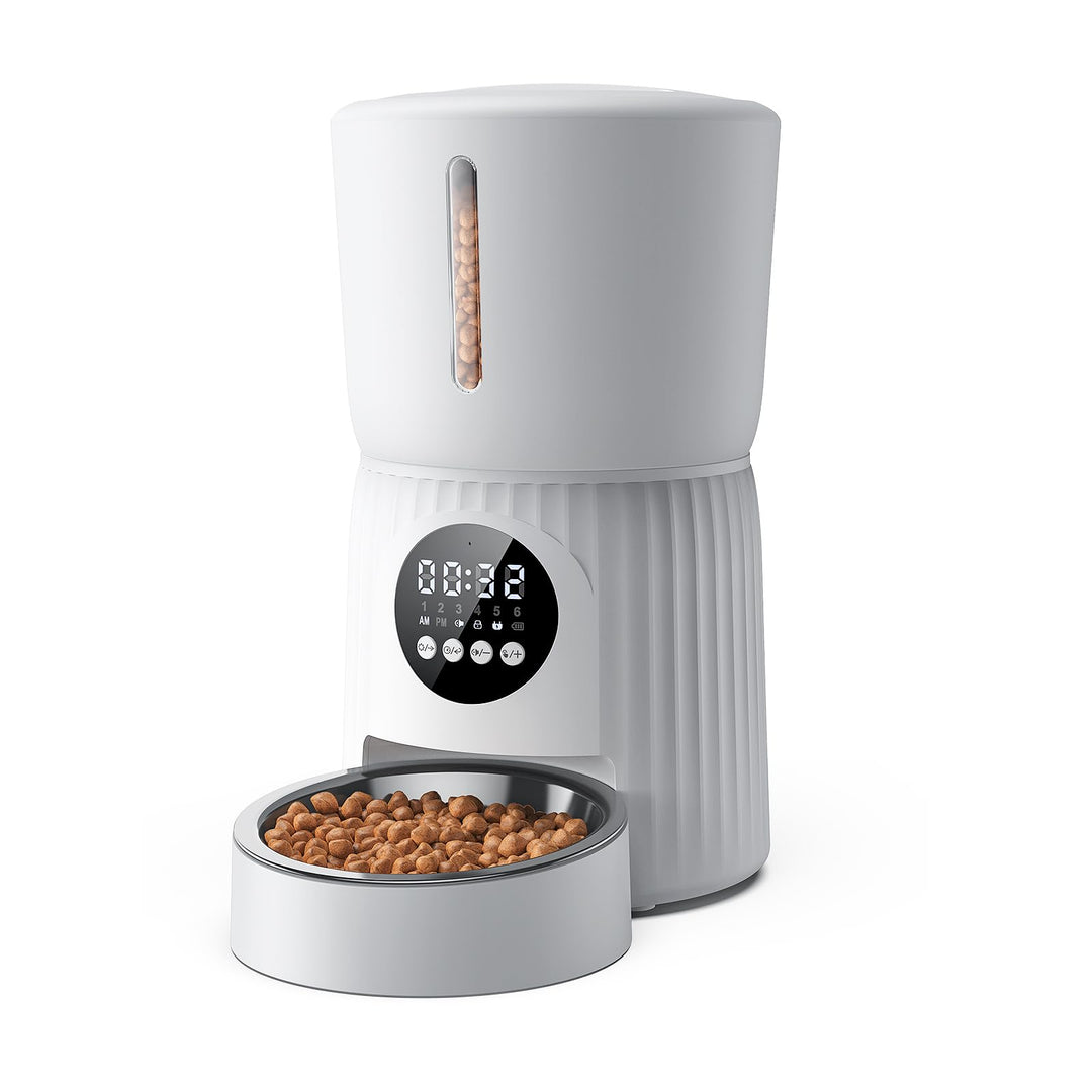 faroro Futterautomat Katze, 4L Katzenfutter Automat, Futterspender Katze Mit 1–6 Mahlzeiten Pro Tag,