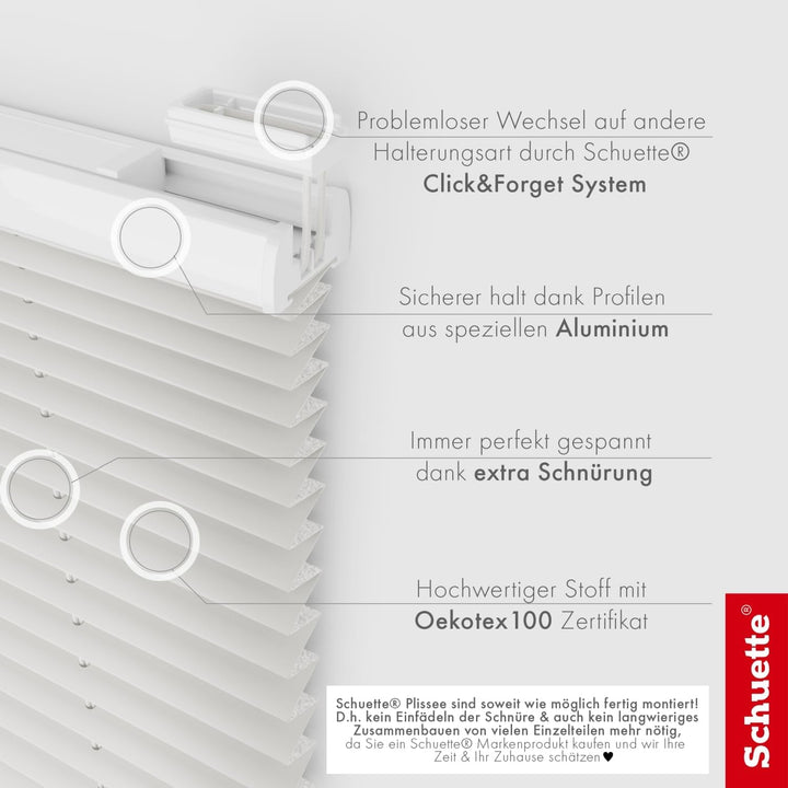 Schuette® Plissee mit Bohren zum Anschrauben ● Thermo Kollektion: Spring Cloud (Grau) ● 85x100cm (Br