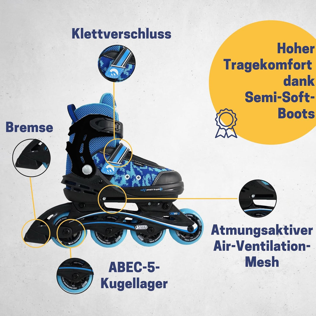 Best Sporting Inline Skates Kinder I Rollschuhe grössenverstellbar I robuste Inliner für Jugendliche