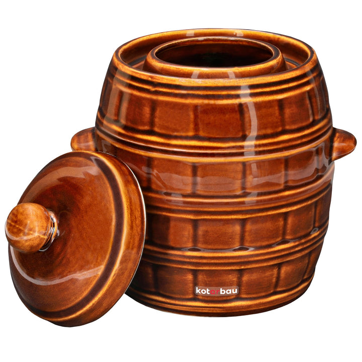 KOTARBAU® Gärtopf Steinguttopf 5 L Sauerkrauttopf Gurkentopf mit Deckel Einmachtopf Keramiktopf Stei