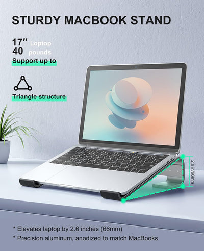 Soqool Laptop Ständer, Ergonomisch Laptop Halterung für Schreibtisch, Aluminium Notebook Ständer mit