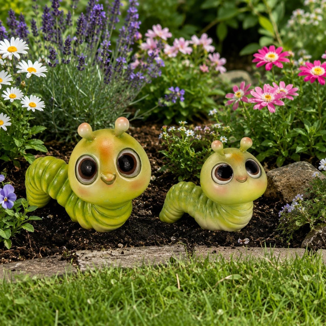Gartenfiguren für draussen, Regenwurm, Raupe - Deko Figuren für Garten, Terrasse und Balkon - wetter