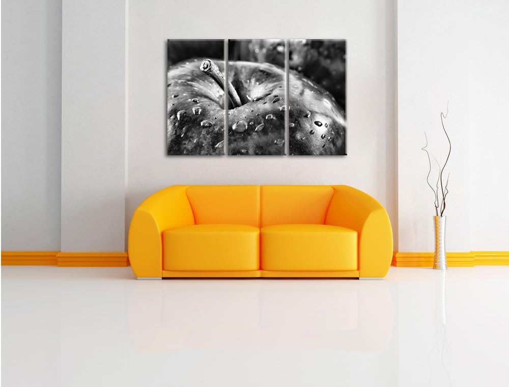 Pixxprint Apfel als Leinwandbild | Grösse: 3 Teilig (120x80) | Wandbild| Kunstdruck | fertig bespann