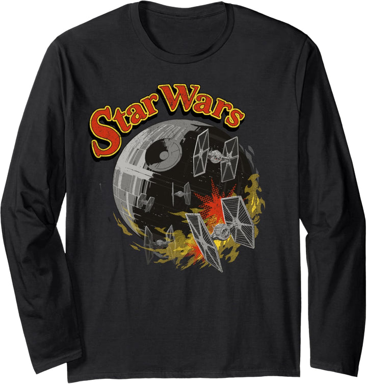Star Wars Retro Death Star Burn Langarmshirt