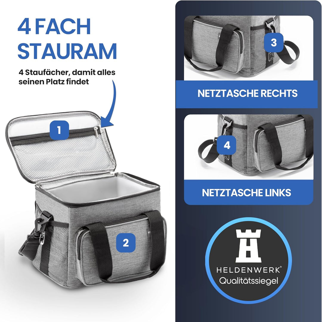 HELDENWERK Kühltasche klein & faltbar 10L, Isolierte Thermo Lunchtasche für Essen & Getränke, wasser