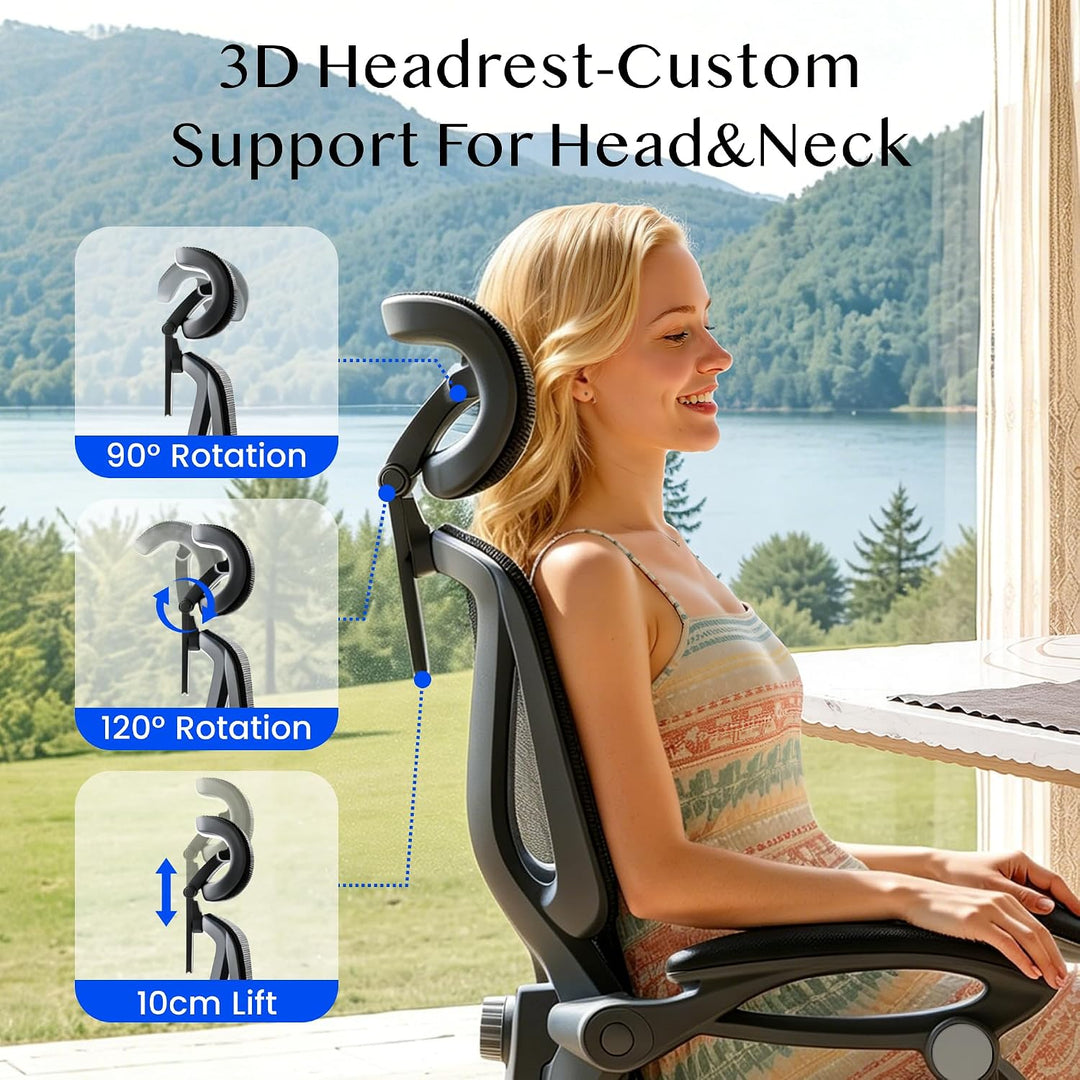 FLEXISPOT Ergonomischer Bürostuhl mit Fussstütze, X-förmiger Schreibtischstuhl mit 135°-Neigung, Gek