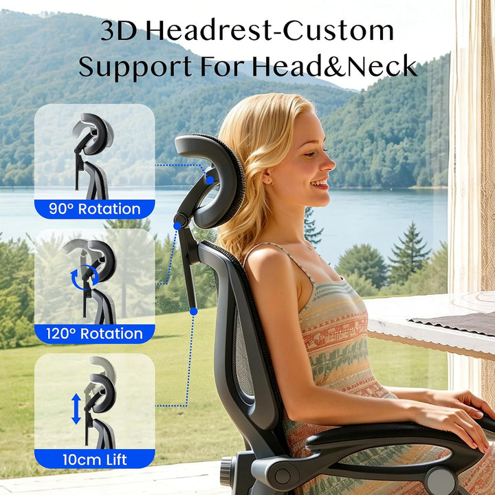 FLEXISPOT Ergonomischer Bürostuhl mit Fussstütze, X-förmiger Schreibtischstuhl mit 135°-Neigung, Gek