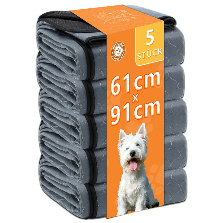Wiederverwendbare Hundematten 5er Set (61x91 cm) – Waschbare Haustier-Urinunterlage Schnell Absorbie