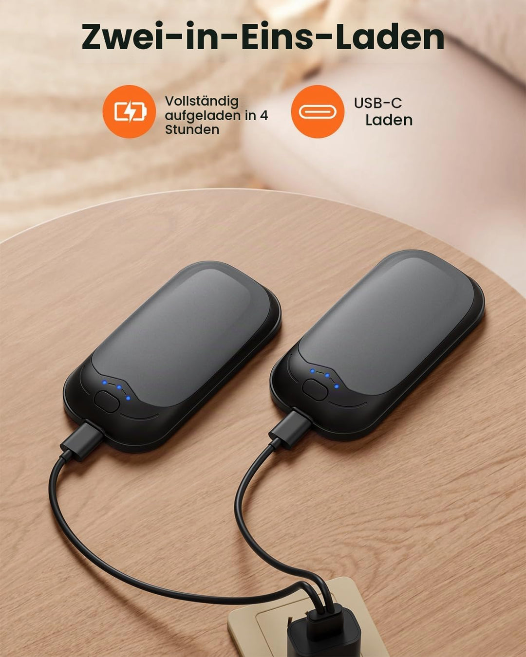 gabless Handwärmer Wiederaufladbar 2er, Elektrisch Handwärmer USB Tragbarer Handwärmers im Taschenfo