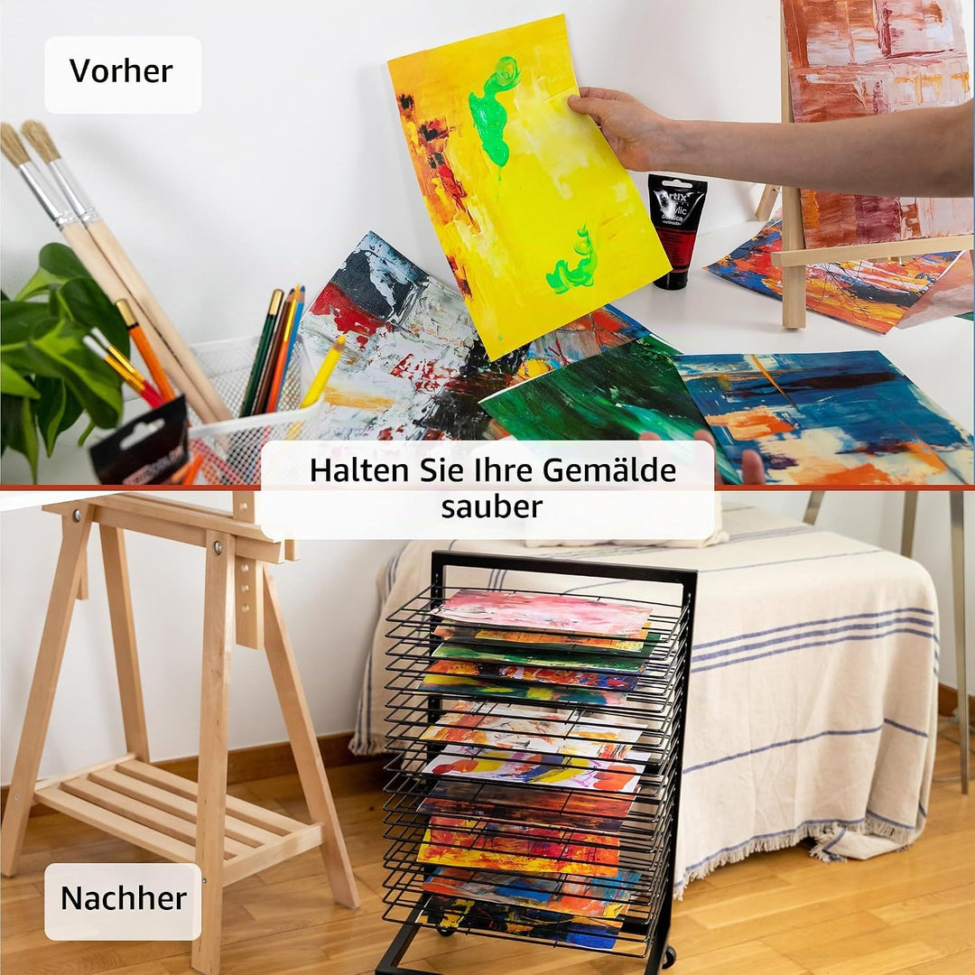 ODOXIA Bilder Trockengestell KLEIN für Klassenzimmer | KOMPAKTES, funktionales &amp; mobiles Bildertrock