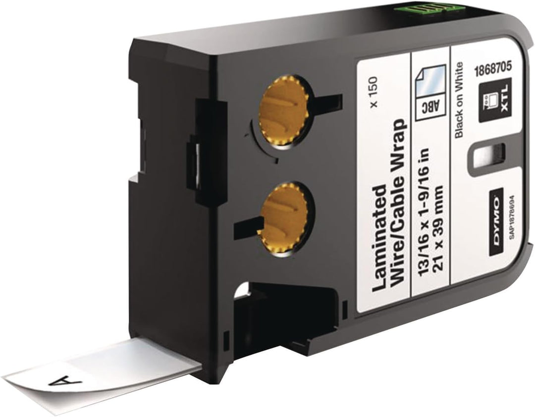 Dymo XTL Laminiertes Kabeletikett | Vinyl | selbstlaminierend 21 x 39 mm | 150 Etiketten | schwarz a