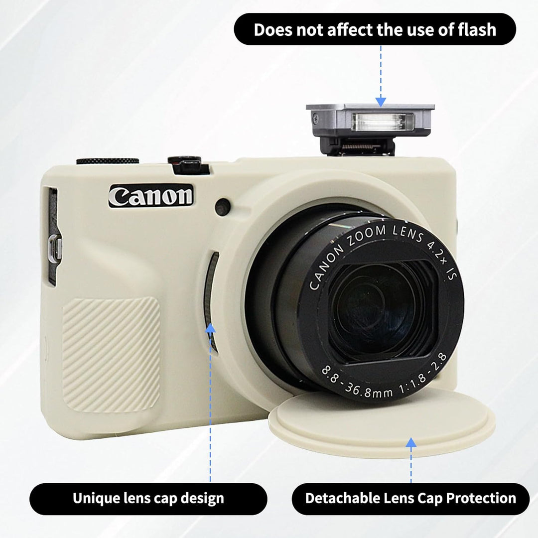 Rieibi Silikonhülle für Canon G7X Mark III Gehäuse, G7X Mark III Zubehör mit 2 Stück Displayschutz,